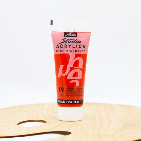 Akriliniai dažai „Pebeo studio“ 100ml ,,Trans“ vermilionas (19)