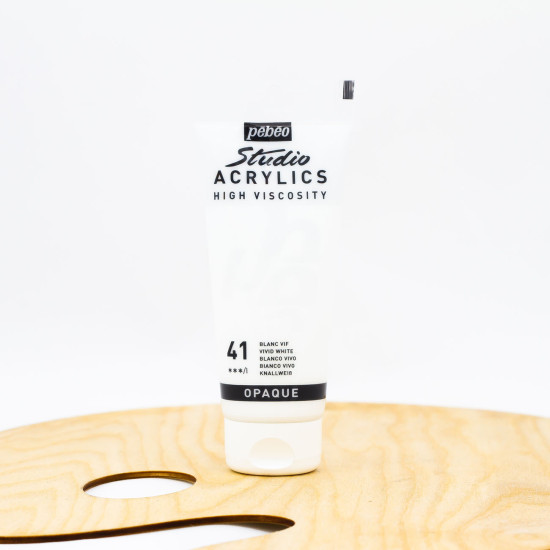 Akriliniai dažai „Pebeo studio“ 100ml ryškiai balta (41)