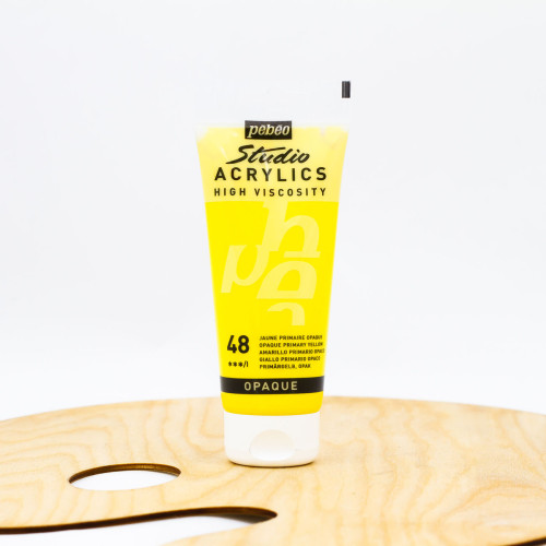 Akriliniai dažai „Pebeo studio“ 100ml ,,Opaque primary“ geltona (48)