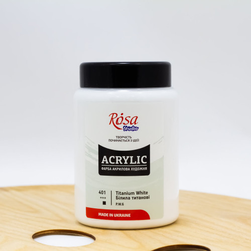 Akriliniai dažai ROSA Studio 400 ml, titano balti (401)