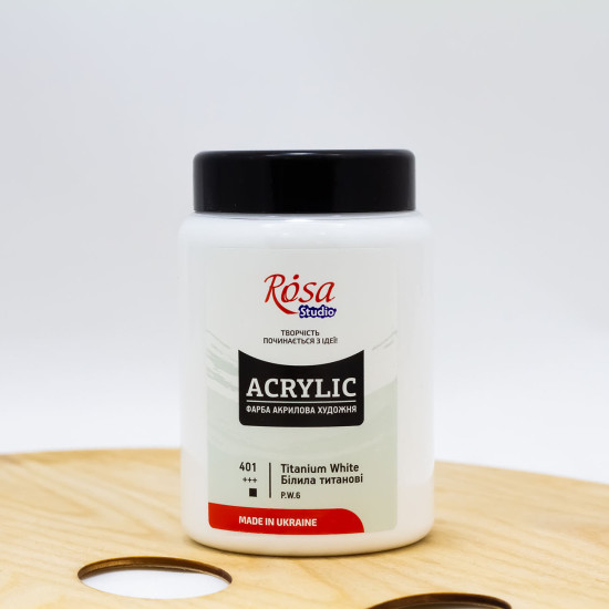 Akriliniai dažai ROSA Studio 400 ml, titano balti (401)