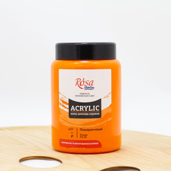 Akriliniai dažai ROSA Studio 400 ml,  oranžiniai (407)