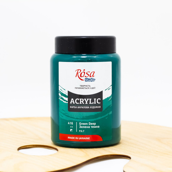 Akriliniai dažai ROSA Studio 400 ml,tamsiai žali (416)