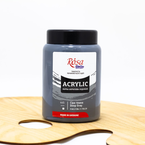 Akriliniai dažai ROSA Studio 400 ml, tamsiai pilki (445)