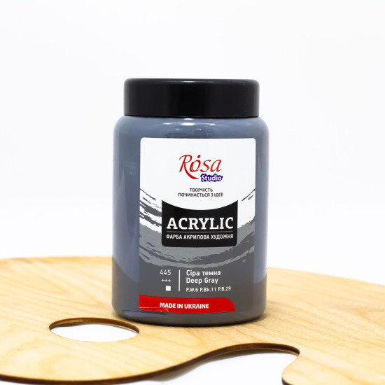 Akriliniai dažai ROSA Studio 400 ml, tamsiai pilki (445)