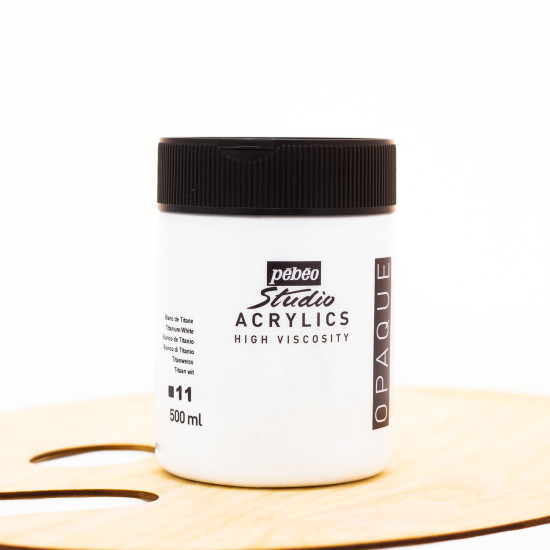 Akriliniai dažai „Pebeo studio“ 500ml Titano balta (11)