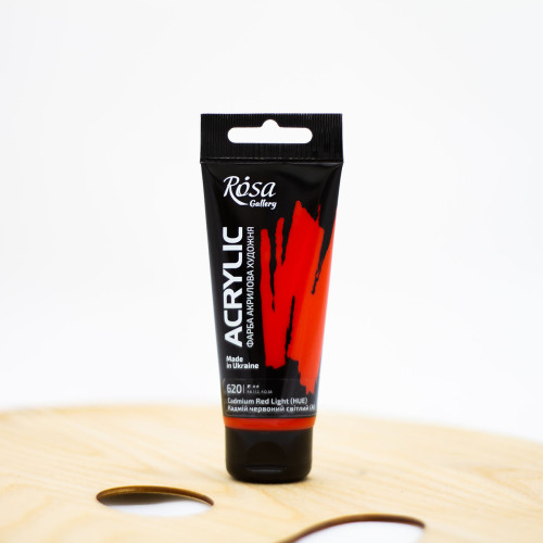 Akriliniai dažai "Rosa" Gallery 60 ml kadmis šviesiai raudonas (620)