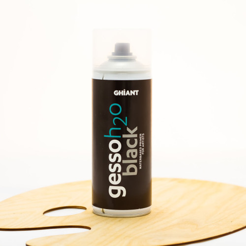 Aerozolinis juodas gruntas Gesso H2O GHIANT aliejiniams ir akriliniams dažams 400 ml