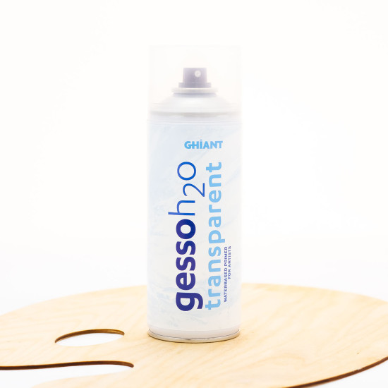 Aerozolinis skaidrus gruntas Gesso H2O GHIANT aliejiniams ir akriliniams dažams 400 ml