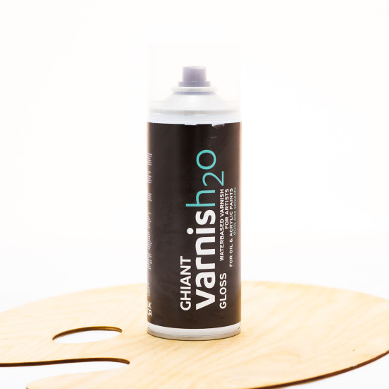 Aerozolinis blizgus lakas H2O GHIANT aliejiniams ir akriliniams dažams 400 ml