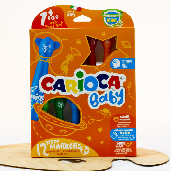 Flomasteriai mažyliams „BABY TEDDY MARKERS 1+“ CARIOCA, 12sp