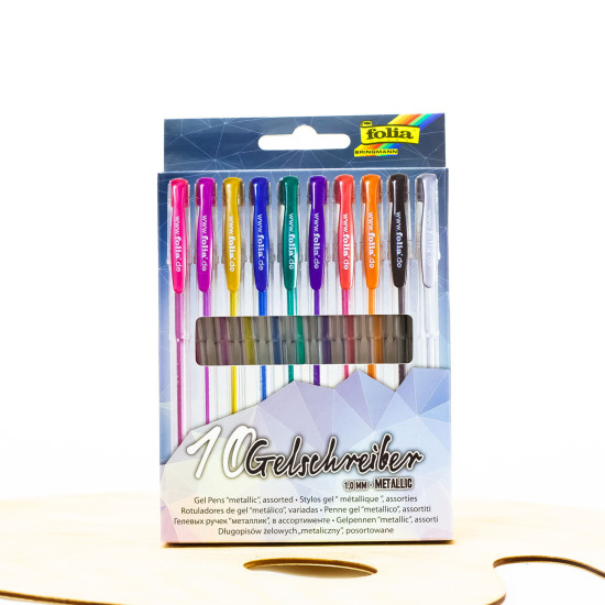 Geliniai rašikliai „Black Style“ metallic, 10 spalvų