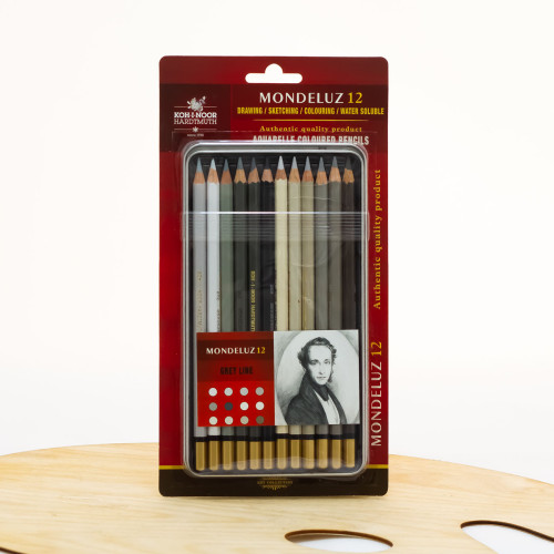 Akvareliniai pieštukai dailei Koh-I-Noor, 12 pieštukų pilkų atspalvių