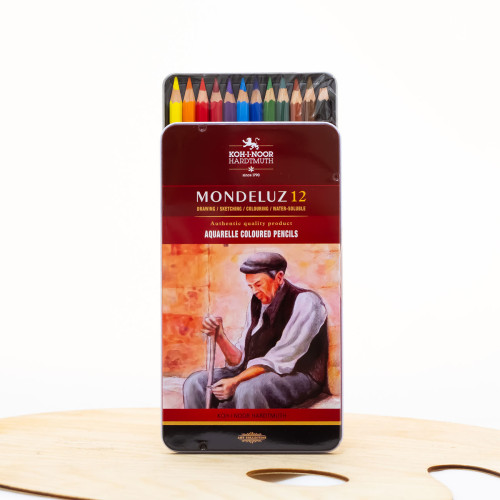 Akvareliniai pieštukai dailei Koh-I-Noor, 12 spalvų metalinėje dėžutėje
