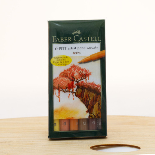 Rašiklių rinkinys piešimui Faber-Castell - rudos spalvos atspalviai, 6 vnt